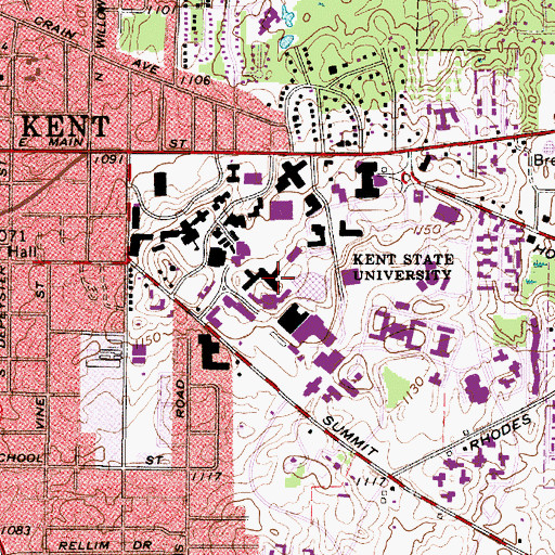 Topographic Map of Johnson Hall, OH