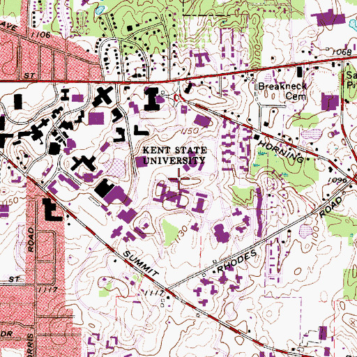 Topographic Map of Korb Hall, OH