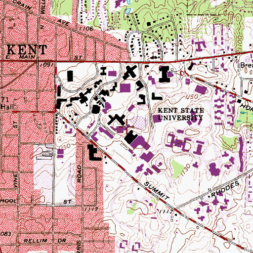 Topographic Map of Lake Hall, OH