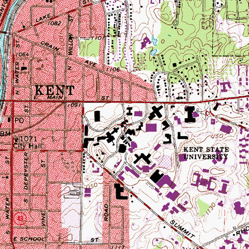 Topographic Map of Lowry Hall, OH