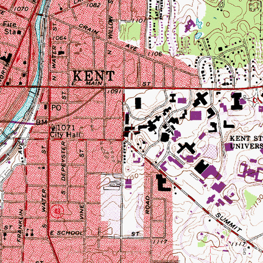 Topographic Map of McGilvrey Hall, OH