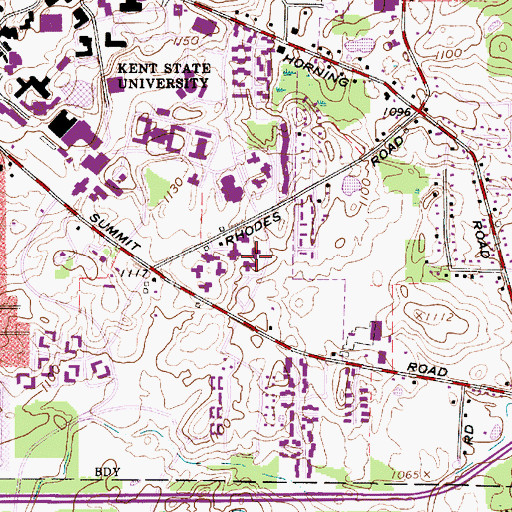 Topographic Map of Metcalf Hall, OH