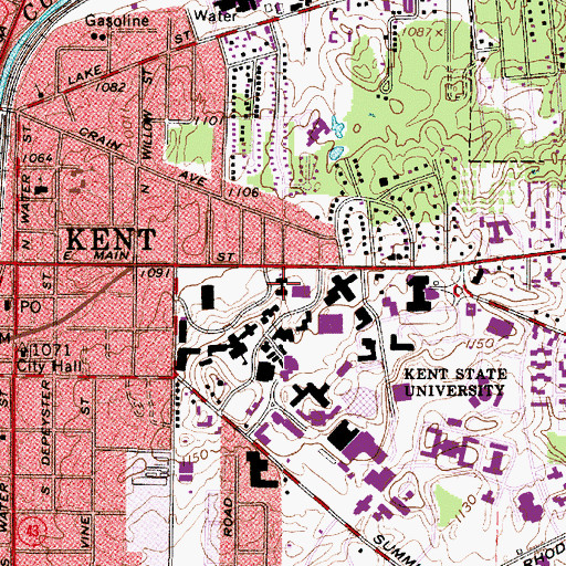 Topographic Map of Moulton Hall, OH