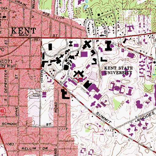 Topographic Map of Olson Hall, OH