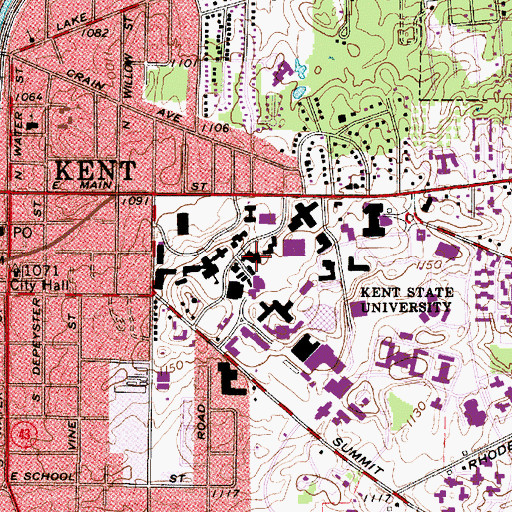 Topographic Map of Ritchie Hall, OH