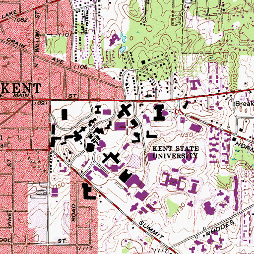 Topographic Map of Terrace Hall, OH