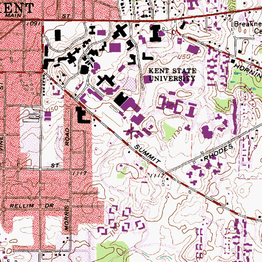 Topographic Map of Williams Hall, OH