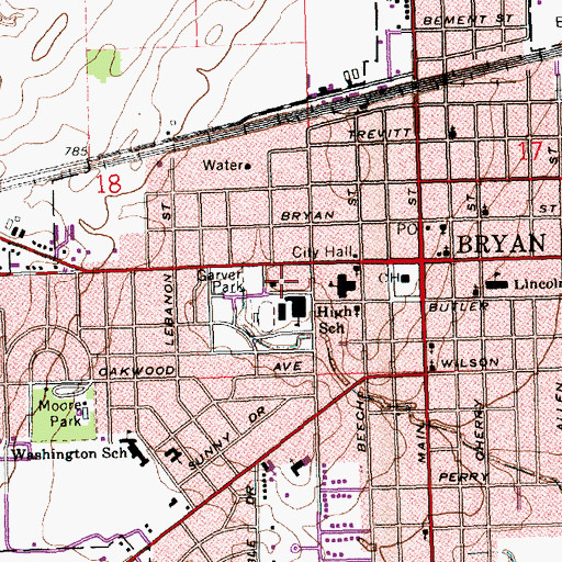Topographic Map of Community Hospitals and Wellness Centers, OH