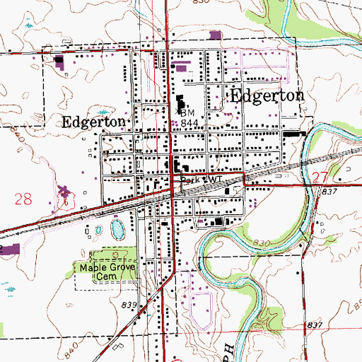Topographic Map of Edgerton Town Hall, OH
