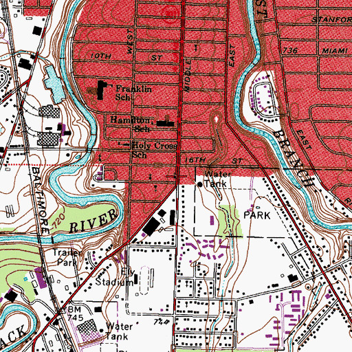 Topographic Map of Asbury United Methodist Church, OH