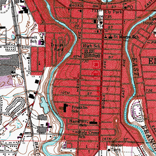 Topographic Map of Elyria Methodist Home, OH