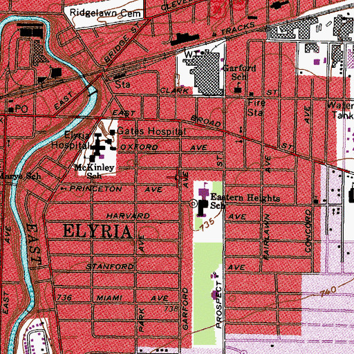 Topographic Map of Emanuel Lutheran Church, OH