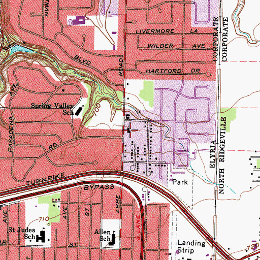 Topographic Map of First Assembly of God Church, OH