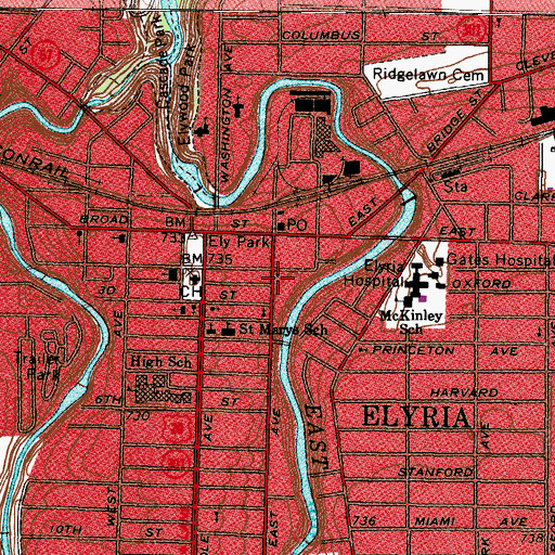 Topographic Map of First United Presbyterian Church, OH