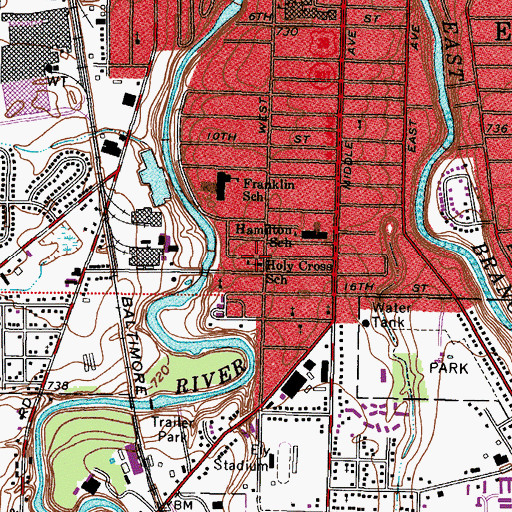 Topographic Map of Holy Cross Polish Roman Catholic Church, OH