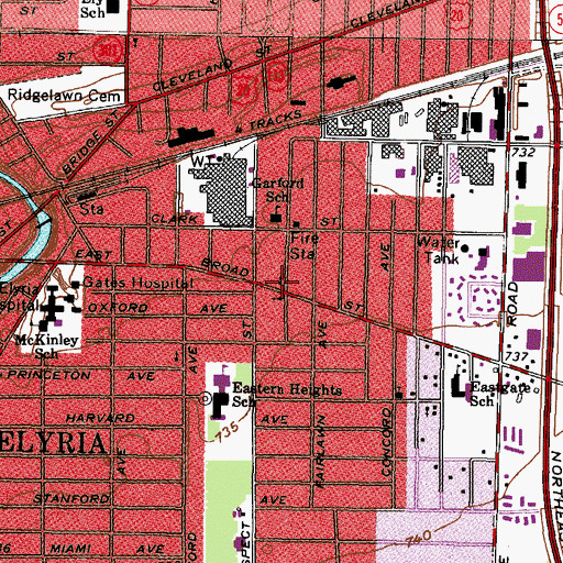 Topographic Map of Kingdom Hall of Jehovahs Witnesses, OH