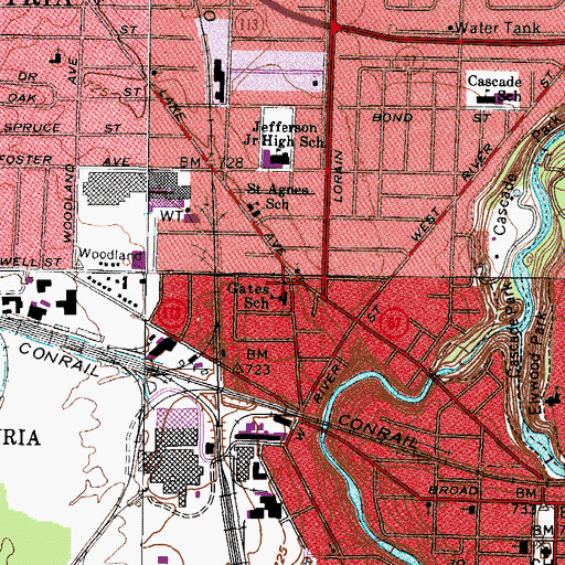 Topographic Map of Lake Avenue United Church of Christ, OH