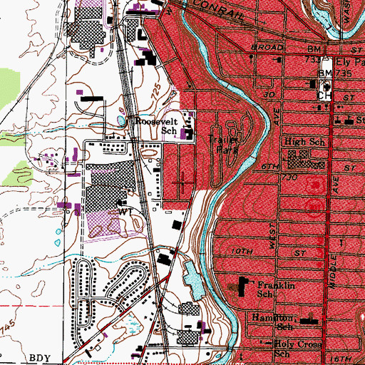 Topographic Map of Sacred Heart Roman Catholic Church, OH