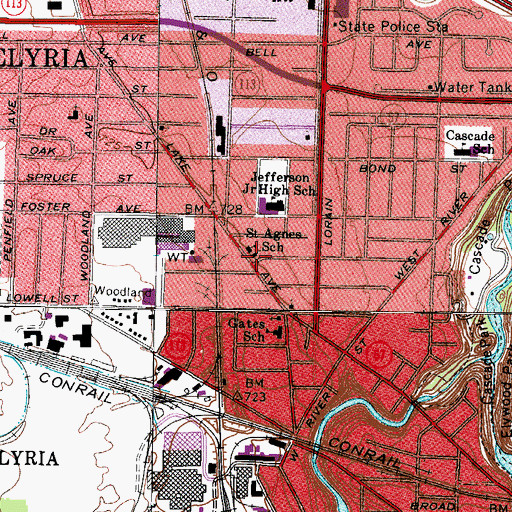 Topographic Map of Saint Agnes Roman Catholic Church, OH