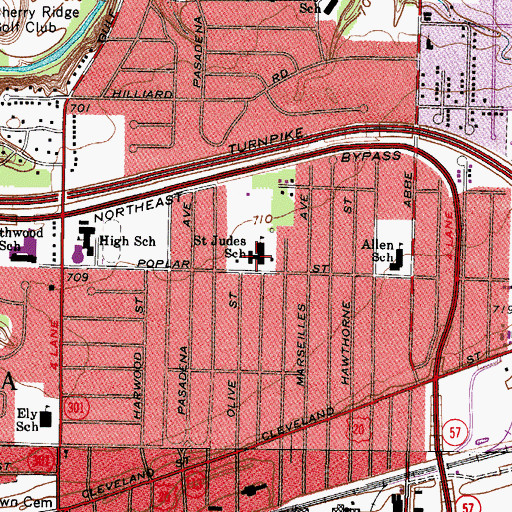 Topographic Map of Saint Judes Roman Catholic Church, OH