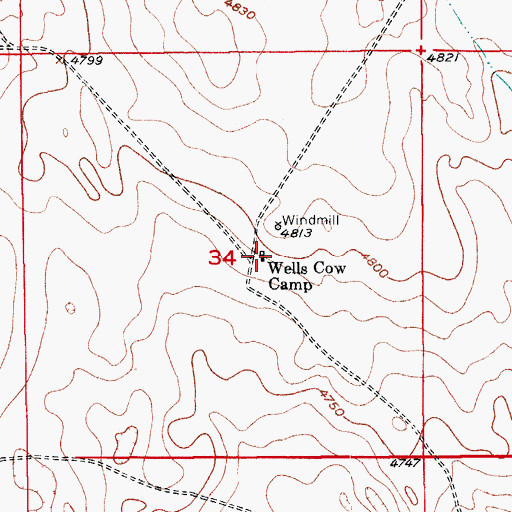 Topographic Map of Wells Cow Camp, CO