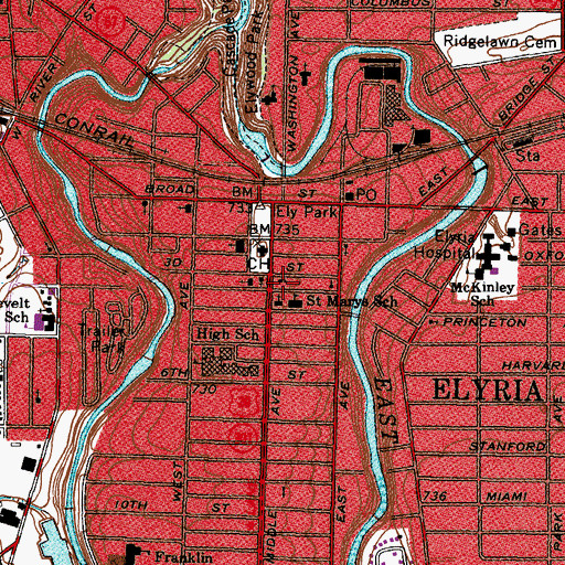 Topographic Map of Saint Pauls Evangelical Church (historical), OH