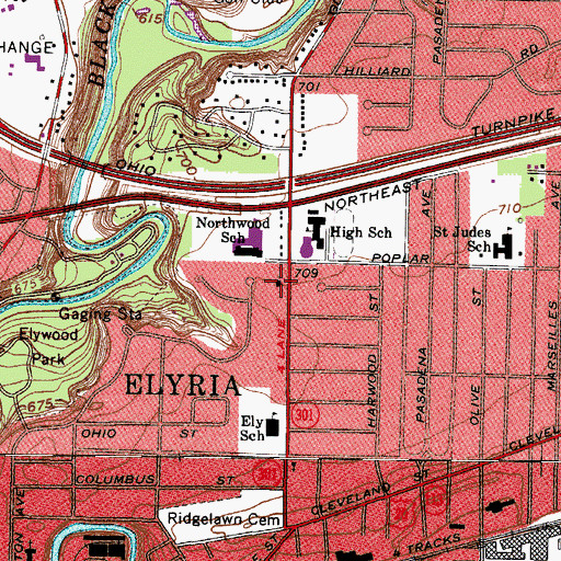 Topographic Map of B'nai Abraham, OH