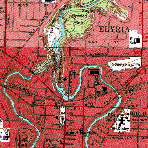 Topographic Map of Washington Avenue Christian Church, OH