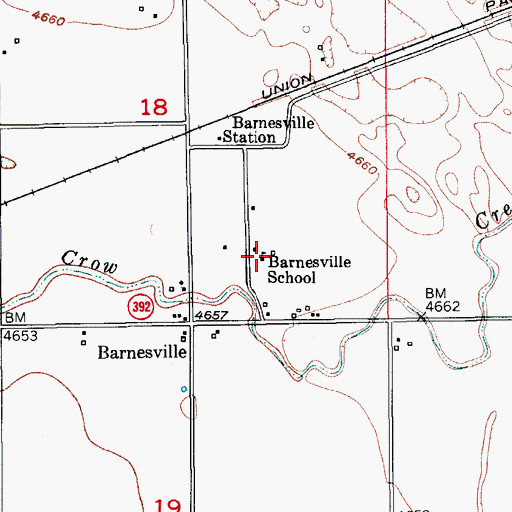 Topographic Map of Barnesville School, CO