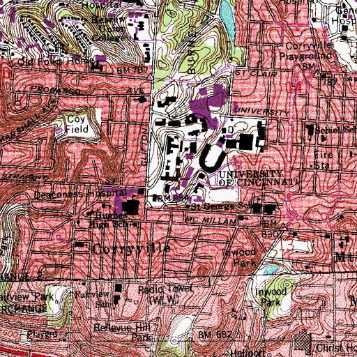 Topographic Map of Dyer Hall, OH