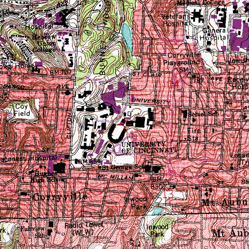 Topographic Map of Laurence Hall, OH
