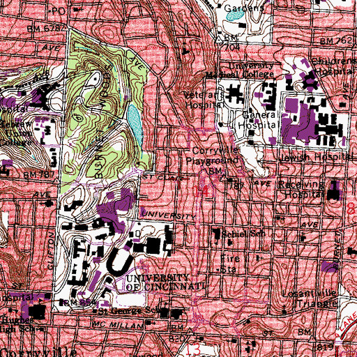 Topographic Map of Morgens Hall, OH