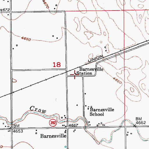 Topographic Map of Barnesville Station, CO
