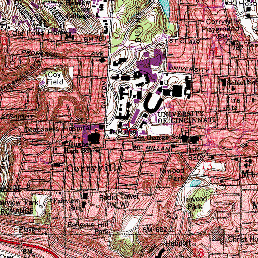 Topographic Map of Patricia Corbett Pavilion, OH