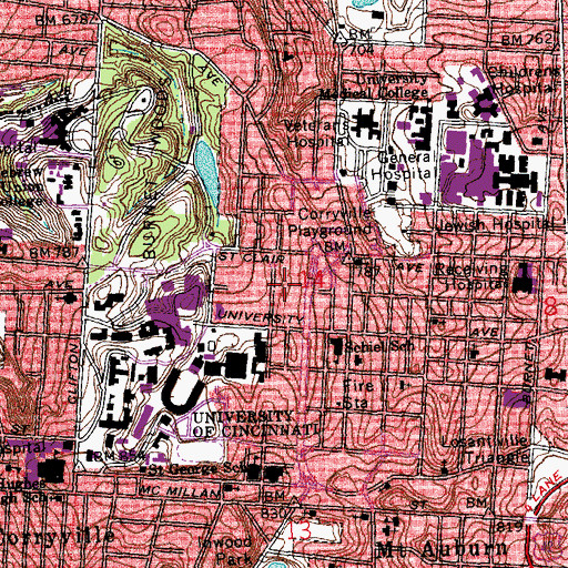Topographic Map of Scioto Hall, OH