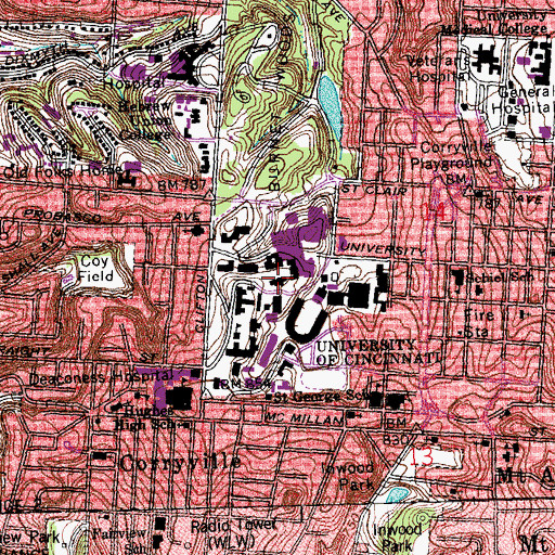 Topographic Map of Swift Hall, OH
