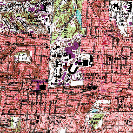 Topographic Map of Tangeman University Center, OH