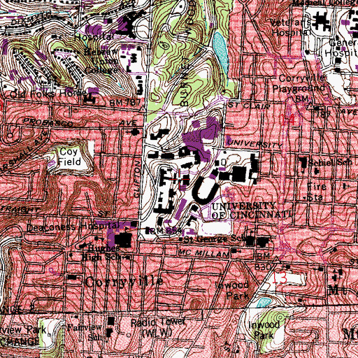 Topographic Map of Tanner Hall, OH