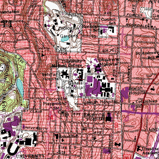 Topographic Map of Wherry Hall, OH