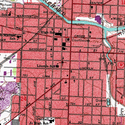 Topographic Map of Church of God, OH