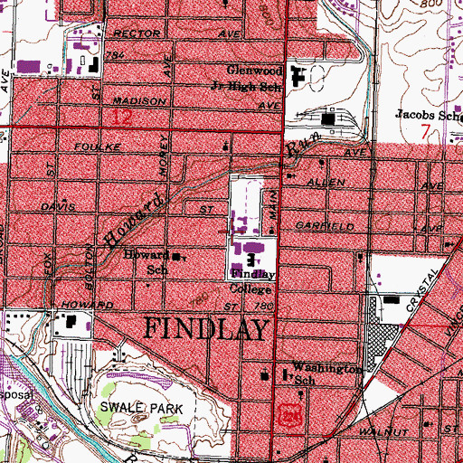 Topographic Map of Myers Hall, OH