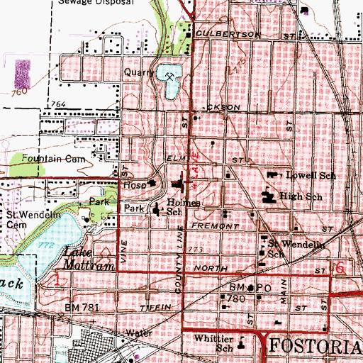 Topographic Map of Saint Wendelin High School, OH
