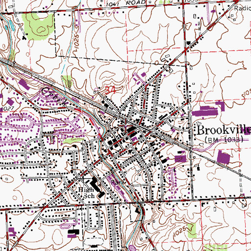 Topographic Map of Brookville Post Office, OH