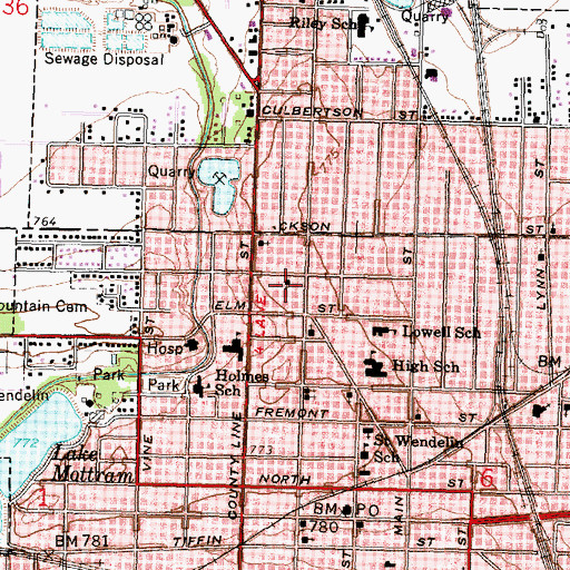 Topographic Map of First Church of the Brethren, OH