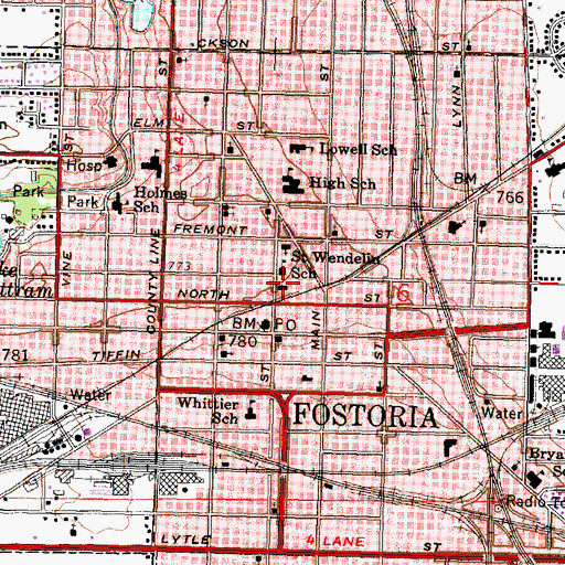 Topographic Map of Saint Wendelins Roman Catholic Church, OH