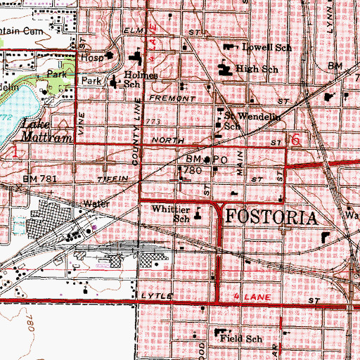 Topographic Map of Trinity Episcopal Church, OH