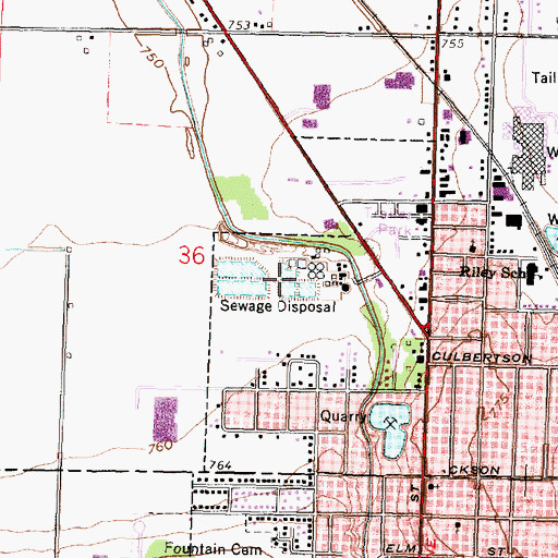 Topographic Map of Fostoria Sewage Disposal Plant, OH