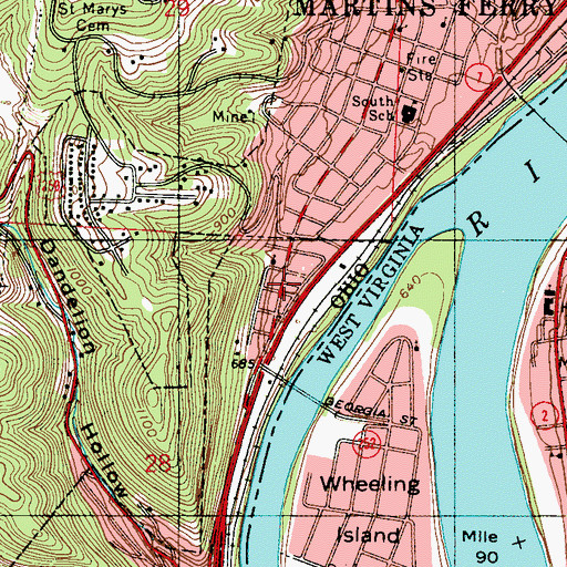 Topographic Map of Aetnaville Public School (historical), OH