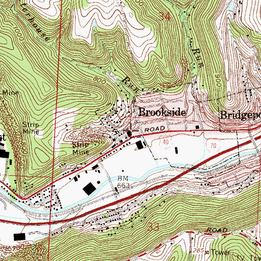 Topographic Map of Brookside Public School (historical), OH