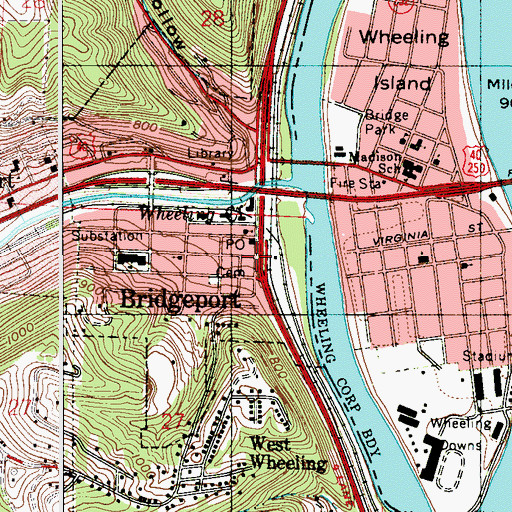 Topographic Map of Kirkwood First Presbyterian Church (historical), OH
